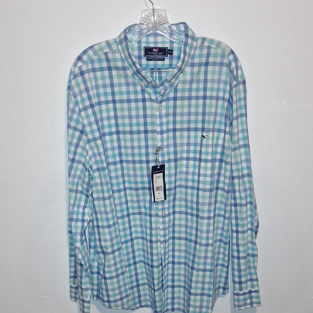 Nautica Men's Checkered Shirt in Blue and Green